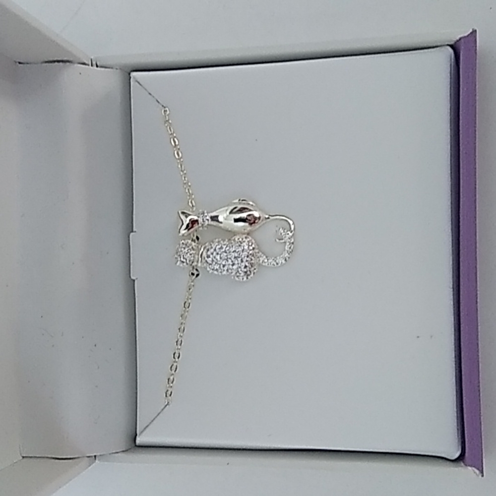 Crystal Cats Kitty Tails Love Silver Plated Necklace